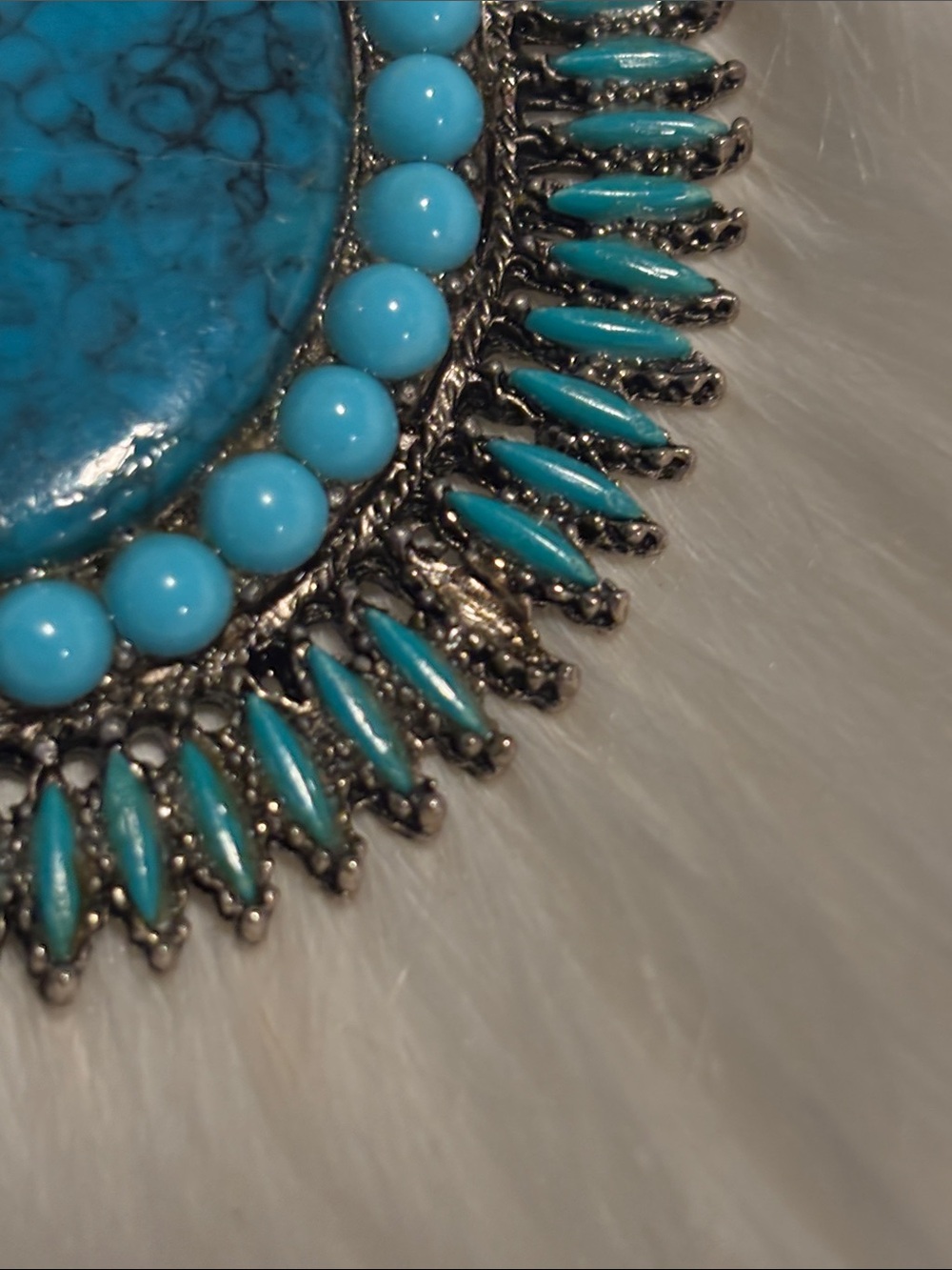 JJ Jonette 
Turquoise Statement Pendant Necklace - Blue Silver-Tone - Picture 3 of 5